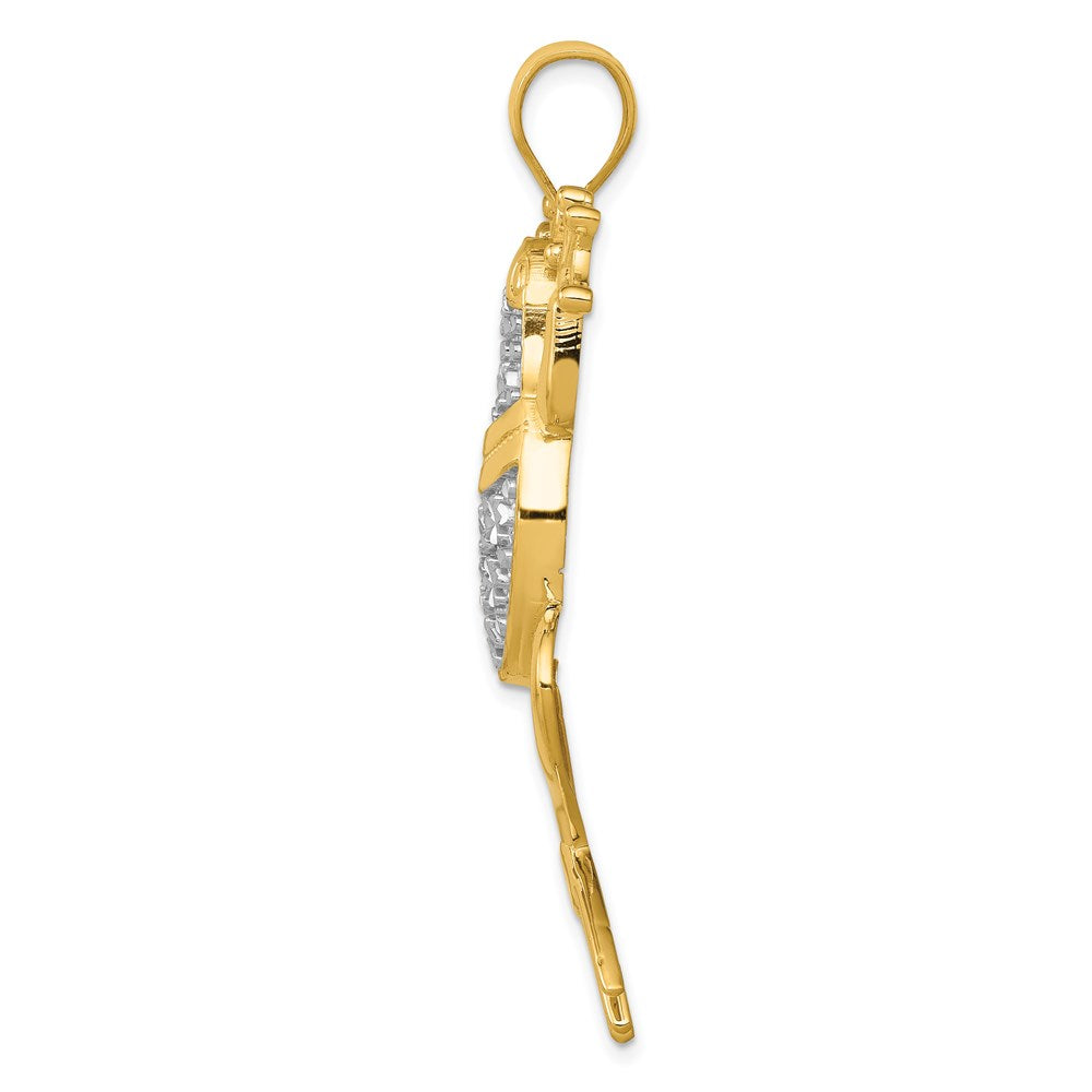 14K Gelbgold und Rhodiumgold mit Rhodium, Anhänger Frosch diamantgeschliffen