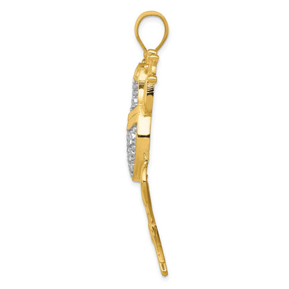 14K Gelbgold und Rhodiumgold mit Rhodium, Anhänger Frosch diamantgeschliffen