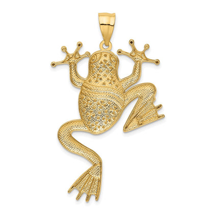 14K Gelbgold und Rhodiumgold mit Rhodium, Anhänger Frosch diamantgeschliffen