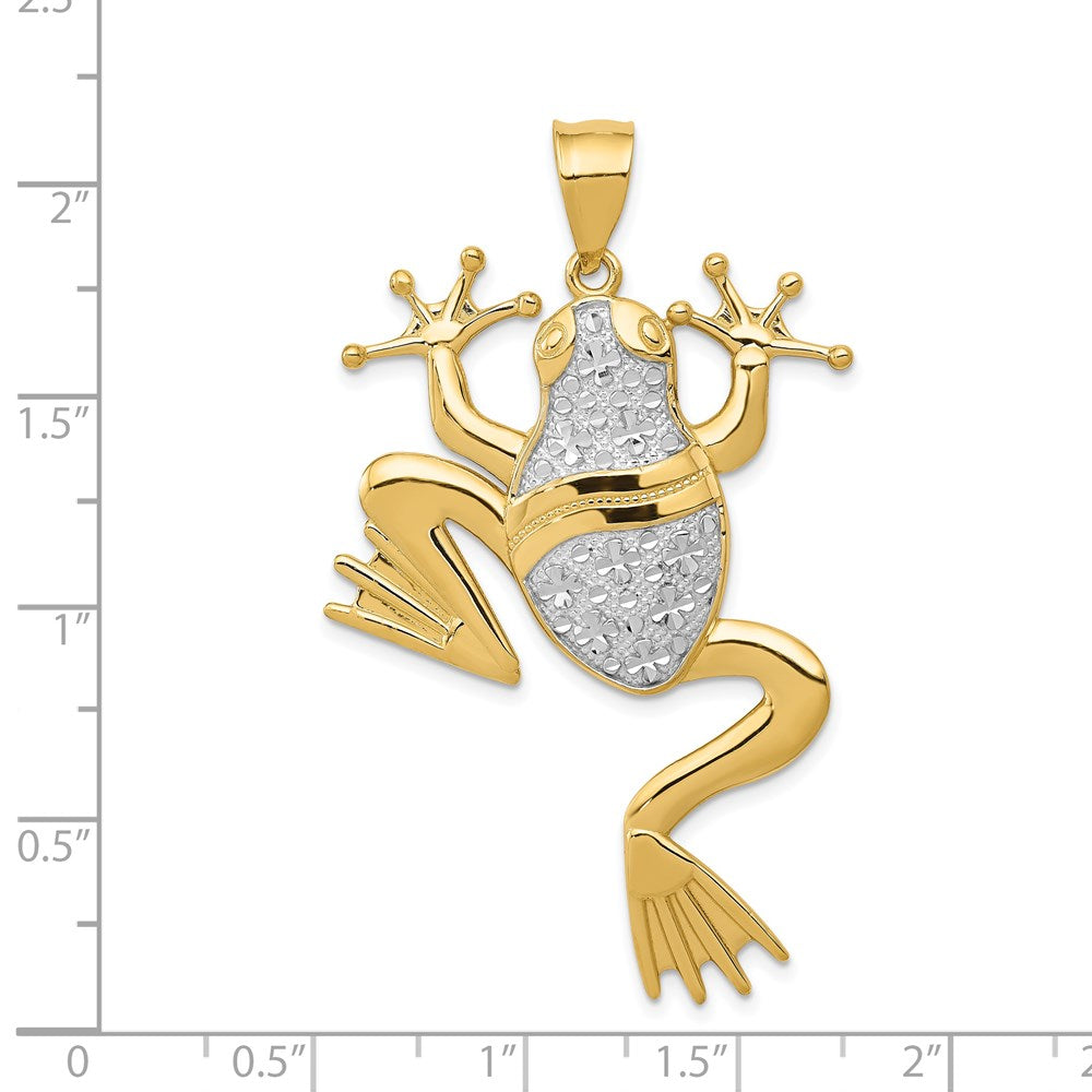 14K Gelbgold und Rhodiumgold mit Rhodium, Anhänger Frosch diamantgeschliffen
