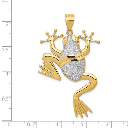 14K Gelbgold und Rhodiumgold mit Rhodium, Anhänger Frosch diamantgeschliffen