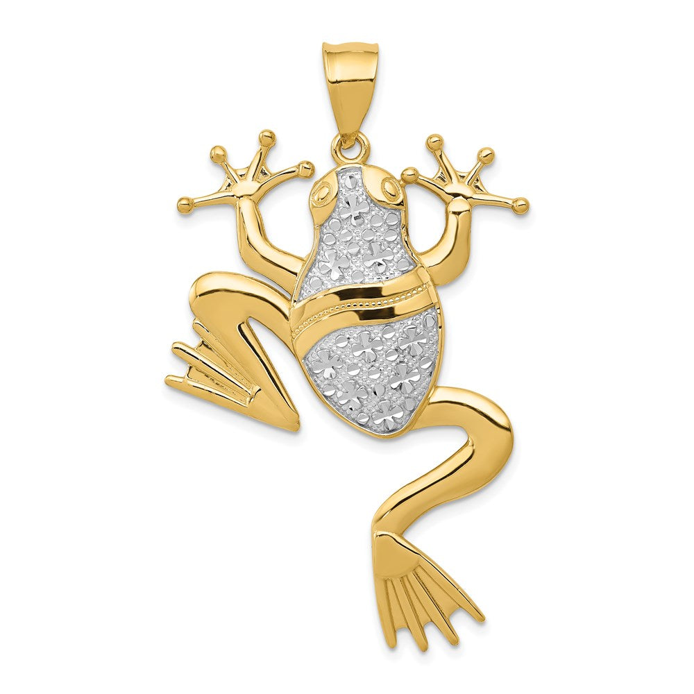 14K Gelbgold und Rhodiumgold mit Rhodium, Anhänger Frosch diamantgeschliffen