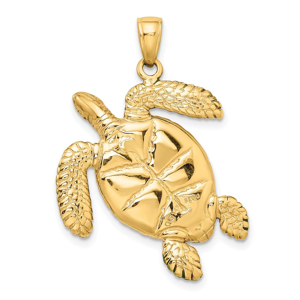 14K Gelbgold 3-D-emaillierter Schildkröten-Anhänger