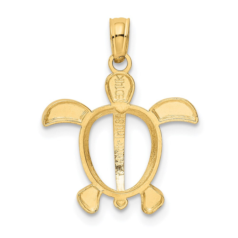 14K Gelb & Rhodium und Meer Schildkröte Anhänger
