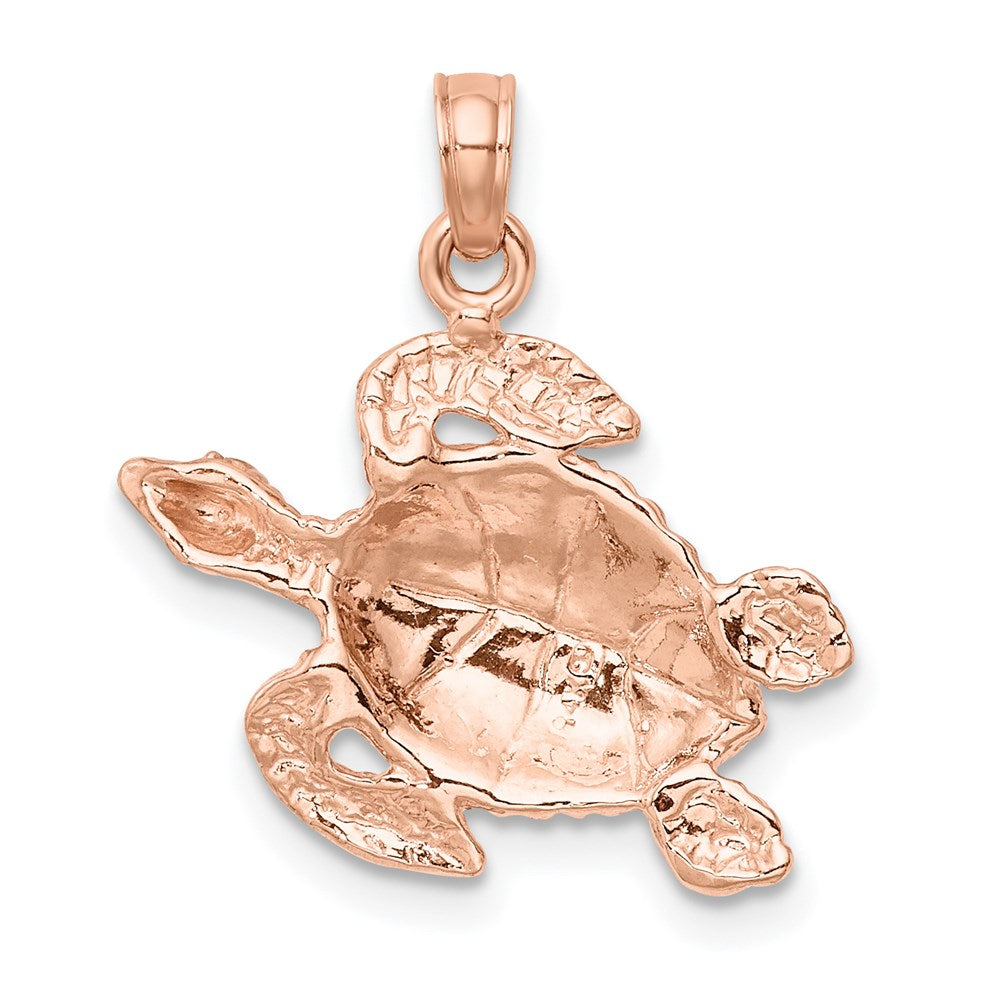14K Roségold Charm „Meeresschildkröte“ strukturiert
