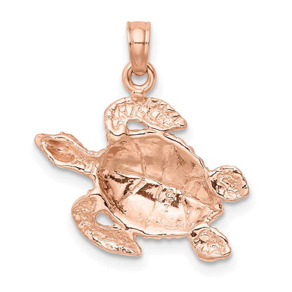 14K Roségold Charm „Meeresschildkröte“ strukturiert