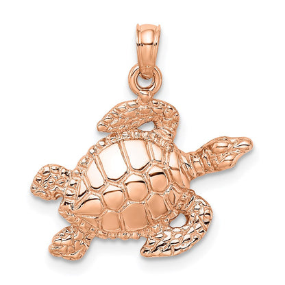 14K Roségold Charm „Meeresschildkröte“ strukturiert