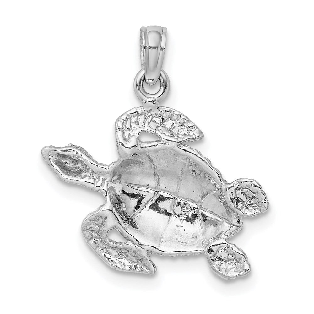 14K Weißgold Charm Meeresschildkröte strukturiert