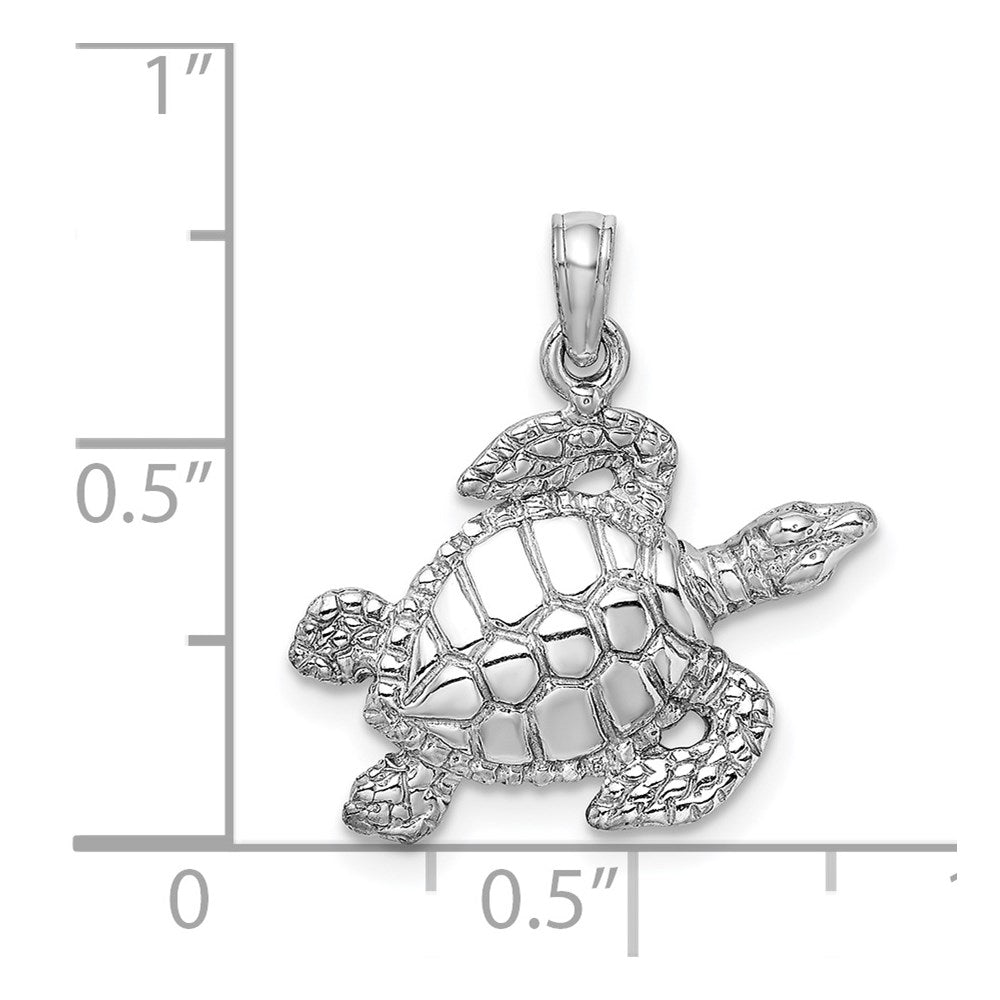 14K Weißgold Charm Meeresschildkröte strukturiert