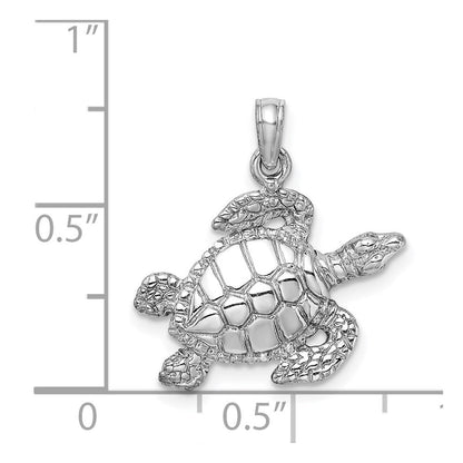 14K Weißgold Charm Meeresschildkröte strukturiert