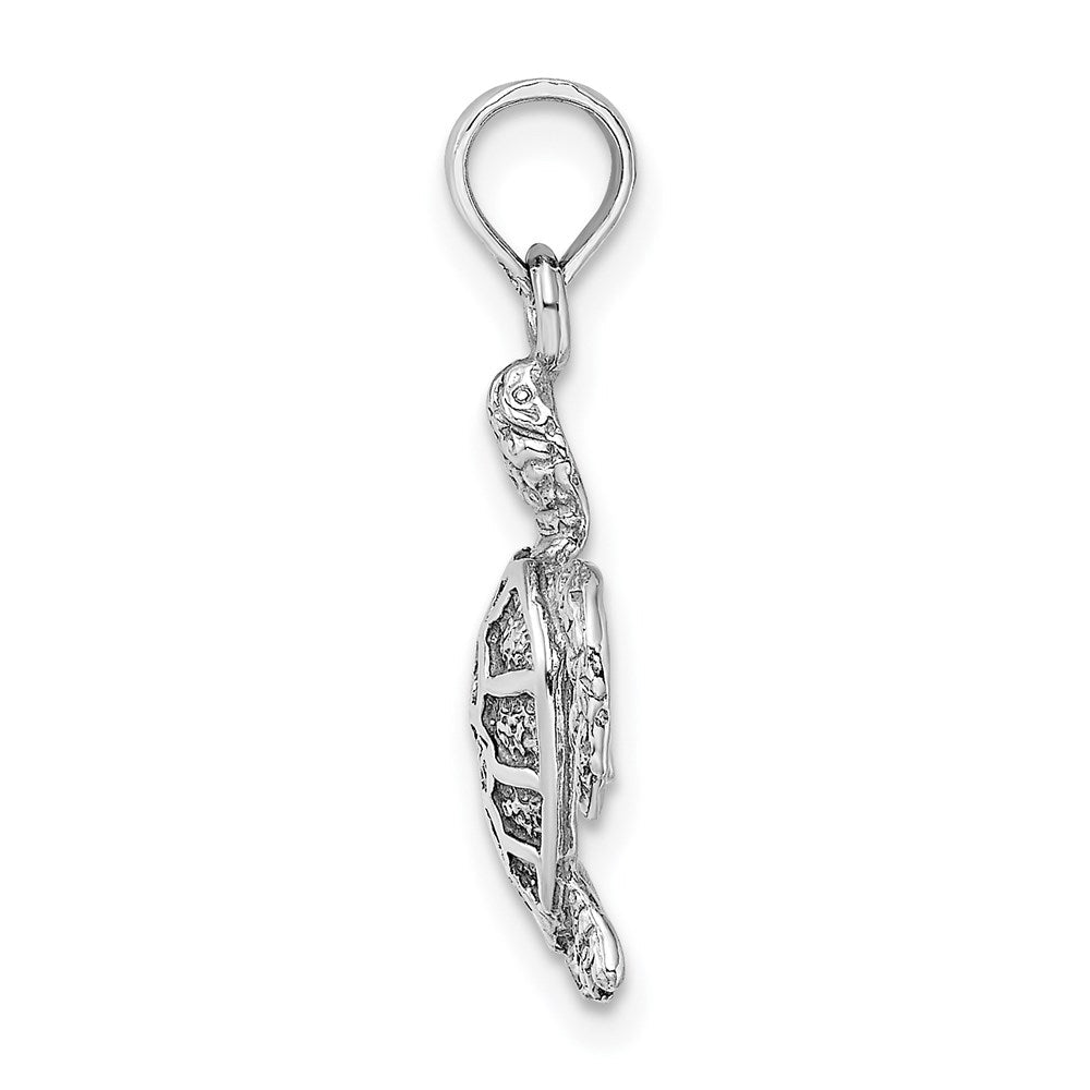 14K Weißgold Meeresschildkröten-Charm