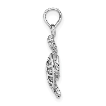 14K Weißgold Meeresschildkröten-Charm