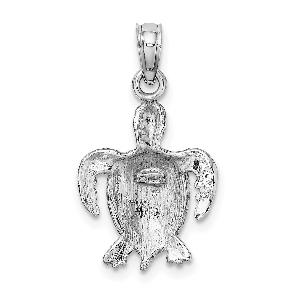 14K Weißgold Meeresschildkröten-Charm