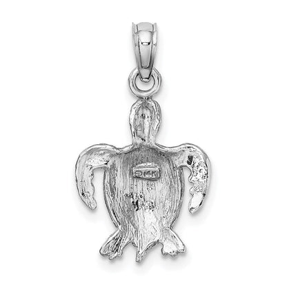 14K Weißgold Meeresschildkröten-Charm
