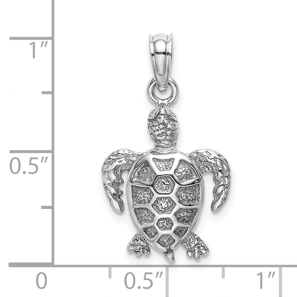 14K Weißgold Meeresschildkröten-Charm