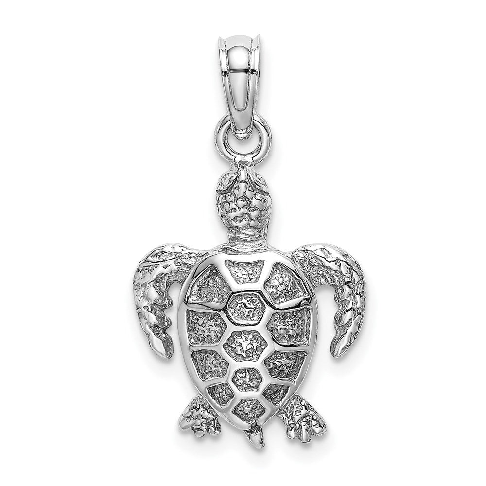 14K Weißgold Meeresschildkröten-Charm