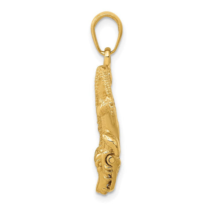 14K Gelbgold Beweglicher Alligator-Anhänger