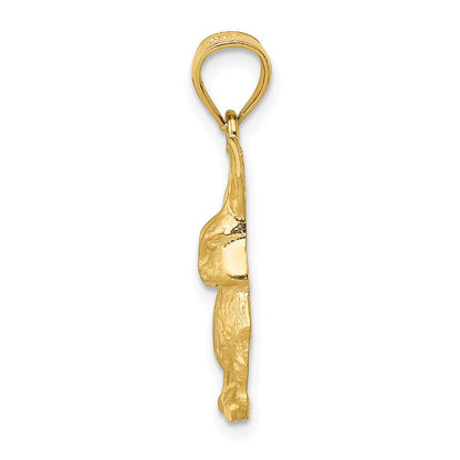 14K Gelbgold Kaninchen-Anhänger mit Diamantschliff