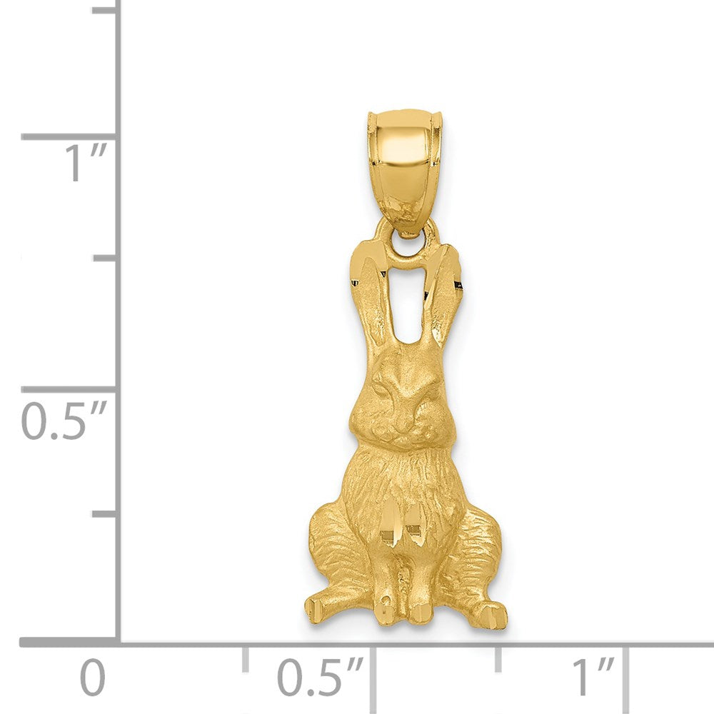 14K Gelbgold Kaninchen-Anhänger mit Diamantschliff