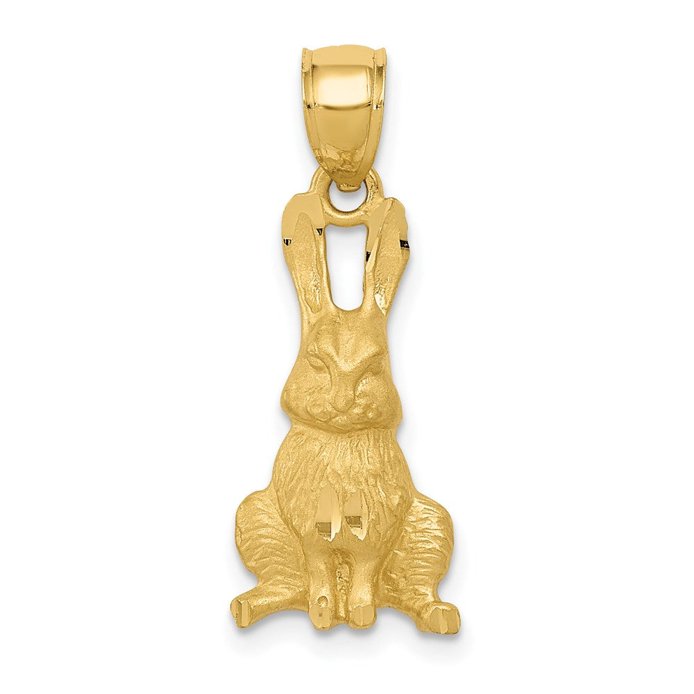 14K Gelbgold Kaninchen-Anhänger mit Diamantschliff