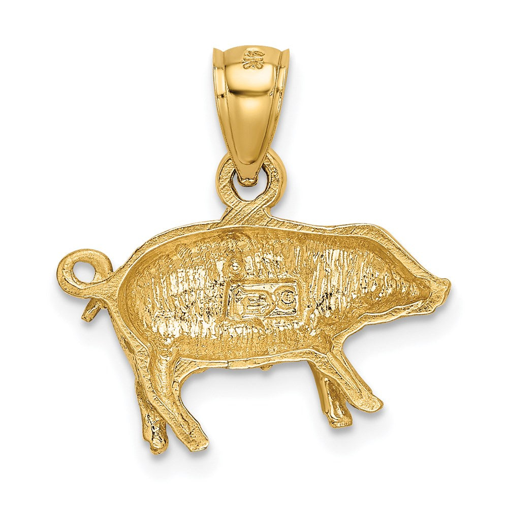 14K Gelbgold Anhänger Schwein diamantiert