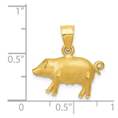 14K Gelbgold Anhänger Schwein diamantiert