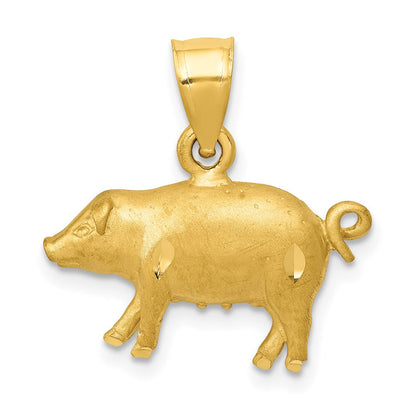 14K Gelbgold Anhänger Schwein diamantiert