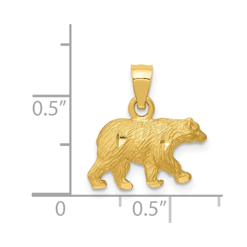 14K Gelbgold Diamantiert Bär Anhänger