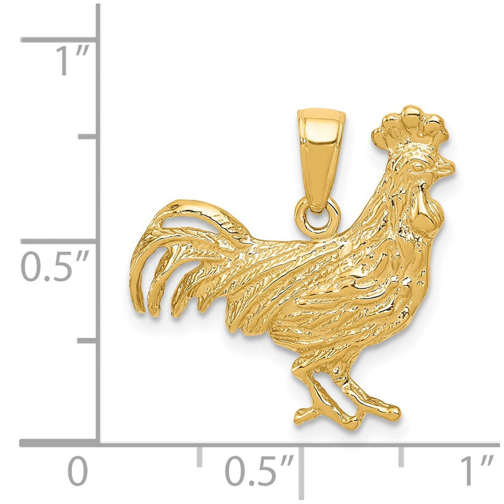 14K Gelbgold Hahn-Anhänger