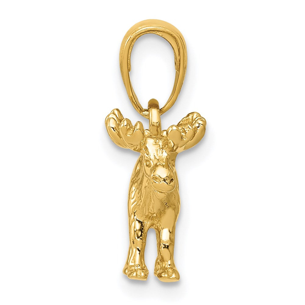 14K Gelbgold 3-D-Elch-Anhänger