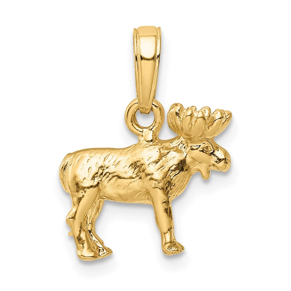 14K Gelbgold 3-D-Elch-Anhänger