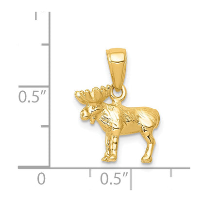 14K Gelbgold 3-D-Elch-Anhänger