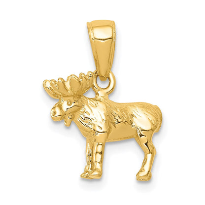 14K Gelbgold 3-D-Elch-Anhänger