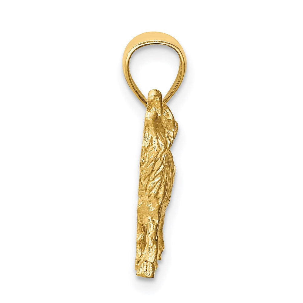 14 Karat Gelbgold Anhänger „Wolf", diamantiert