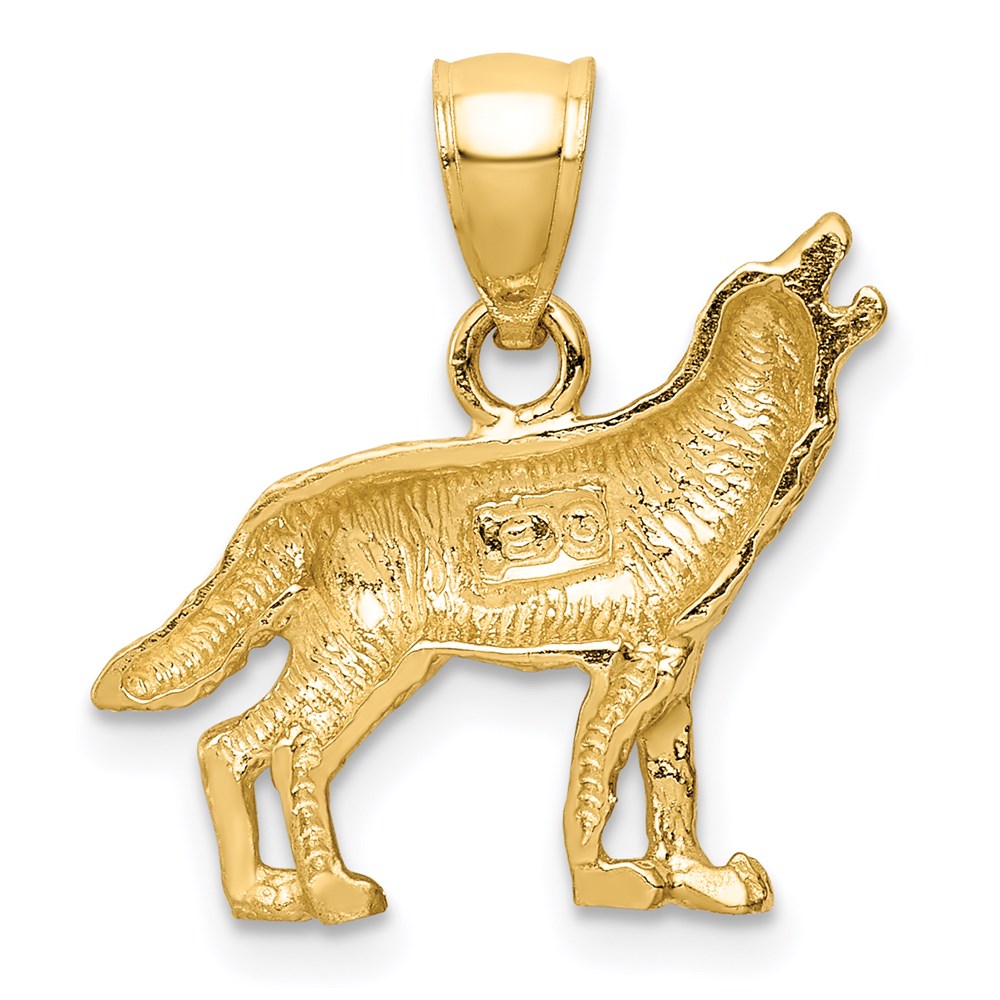 14 Karat Gelbgold Anhänger „Wolf", diamantiert