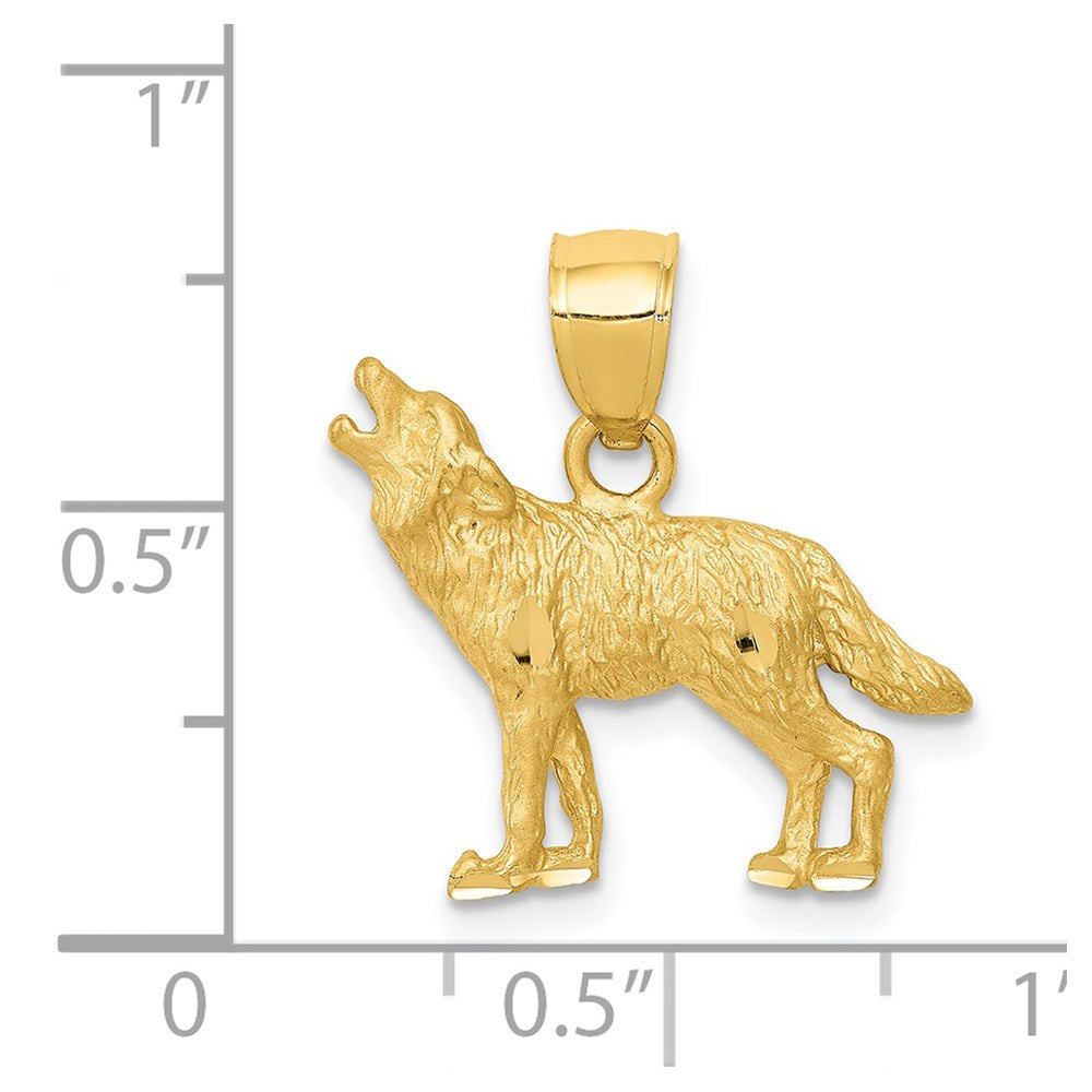14 Karat Gelbgold Anhänger „Wolf", diamantiert