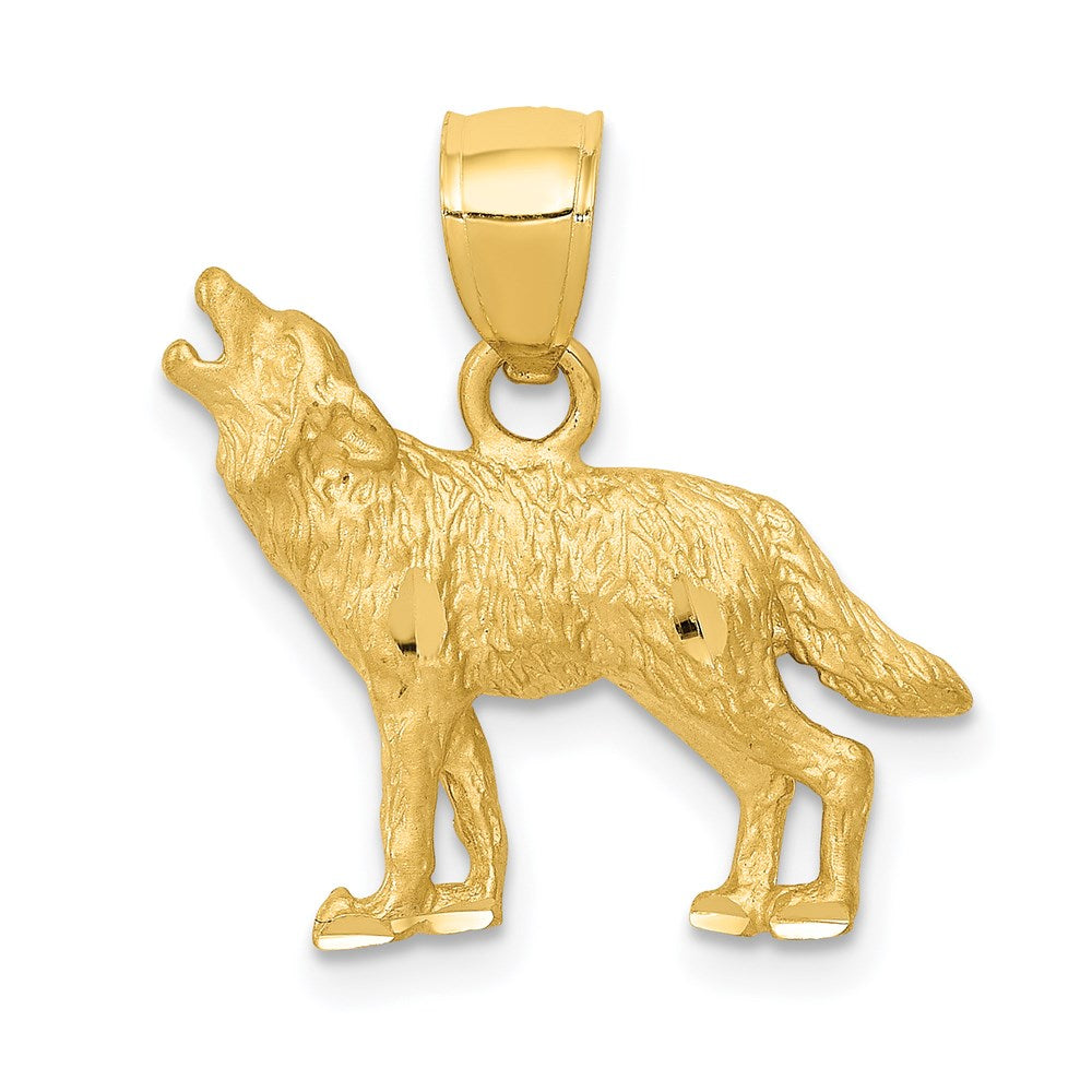 14 Karat Gelbgold Anhänger „Wolf", diamantiert