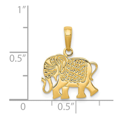14K Gelbgold Strukturiert Elefant Anhänger