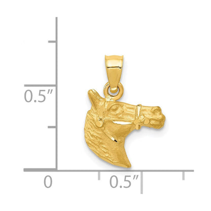 14K Gelbgold Diamantiert Pferd Anhänger