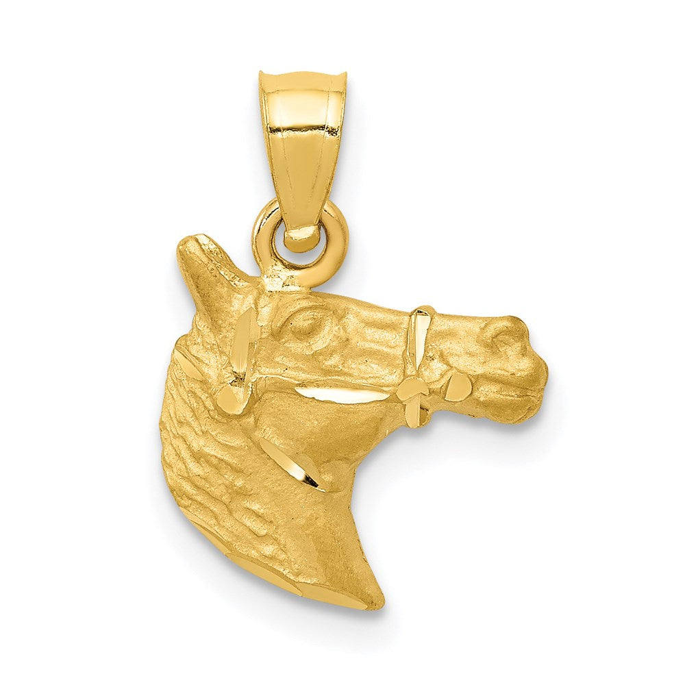 14K Gelbgold Diamantiert Pferd Anhänger