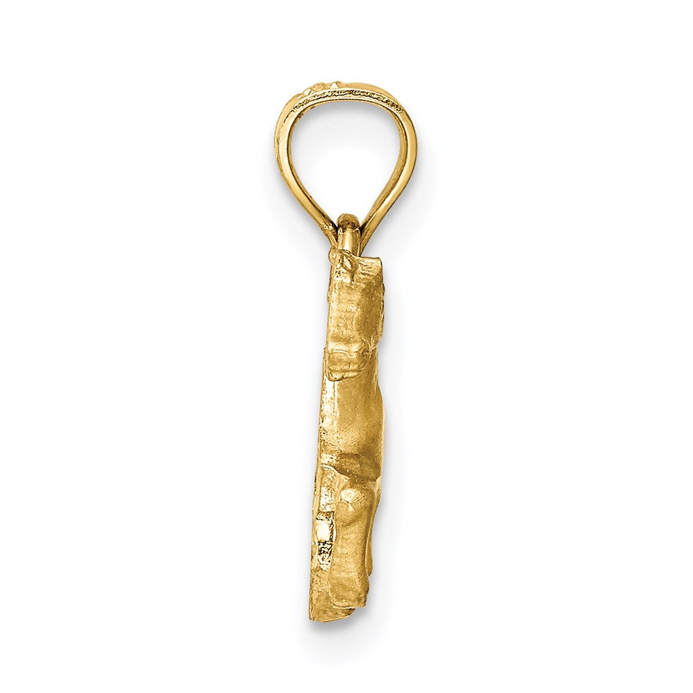 14K Gelbgold Diamantiert Pferd Anhänger