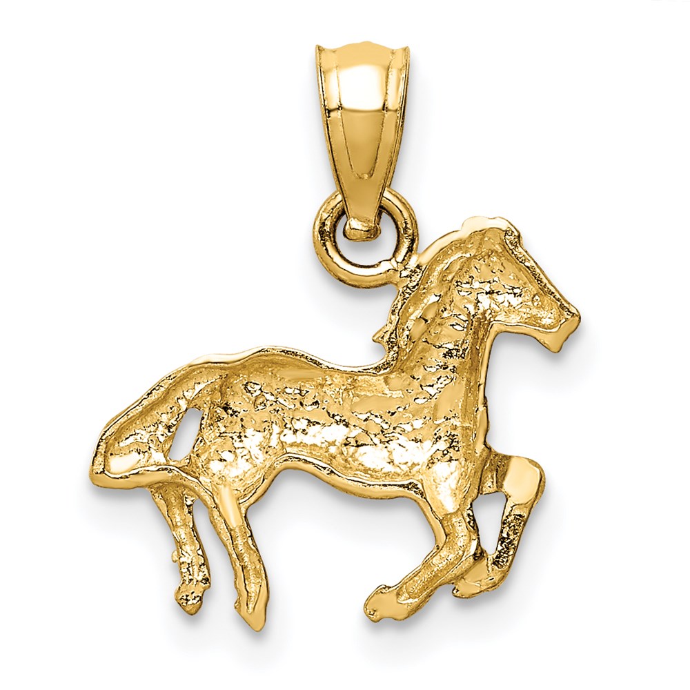 14K Gelbgold Diamantiert Pferd Anhänger