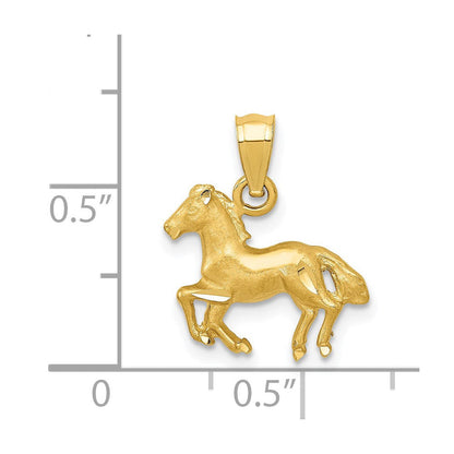14K Gelbgold Diamantiert Pferd Anhänger