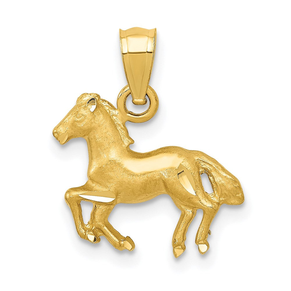 14K Gelbgold Diamantiert Pferd Anhänger