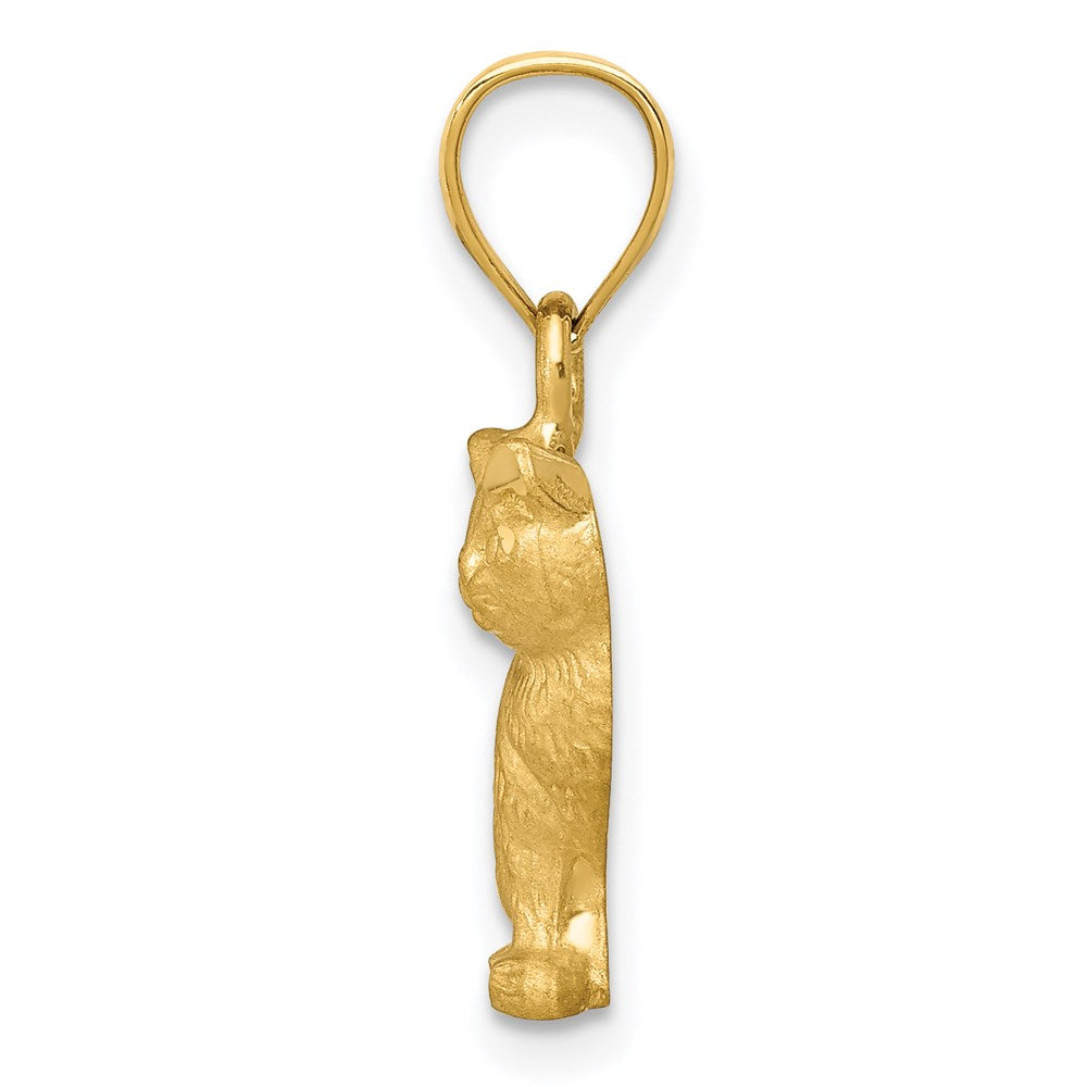 14K Gelbgold Diamant-Cut Katzen-Anhänger