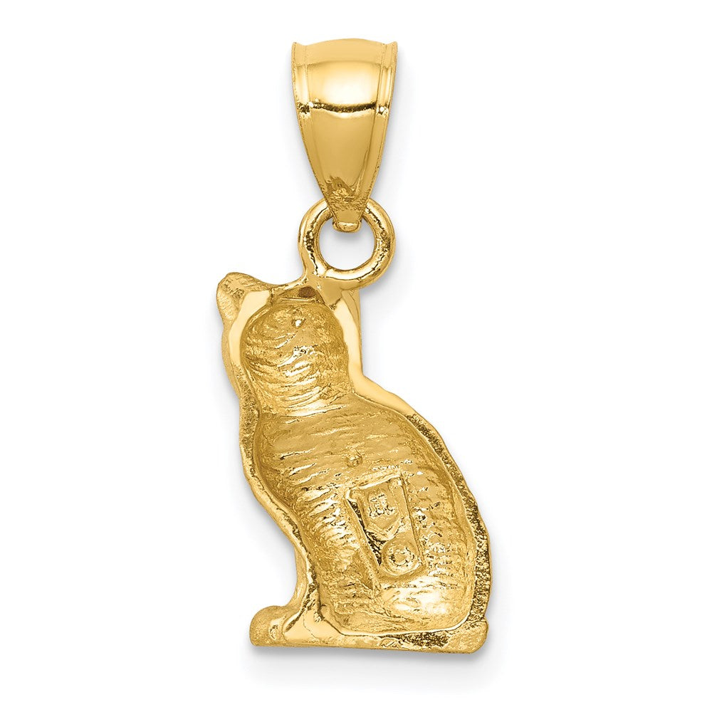 14K Gelbgold Diamant-Cut Katzen-Anhänger