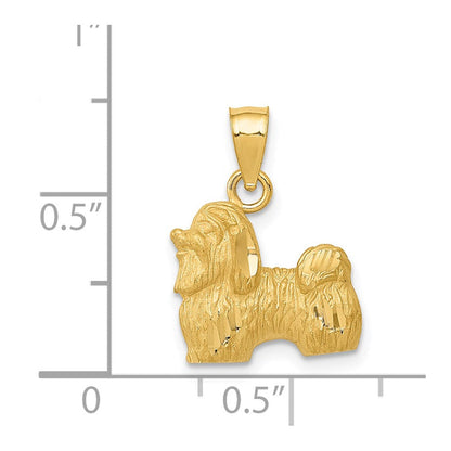 14K Gelbgold Diamantiert Shih Tzu Anhänger