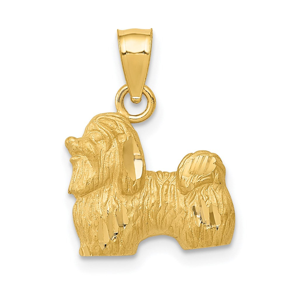 14K Gelbgold Diamantiert Shih Tzu Anhänger