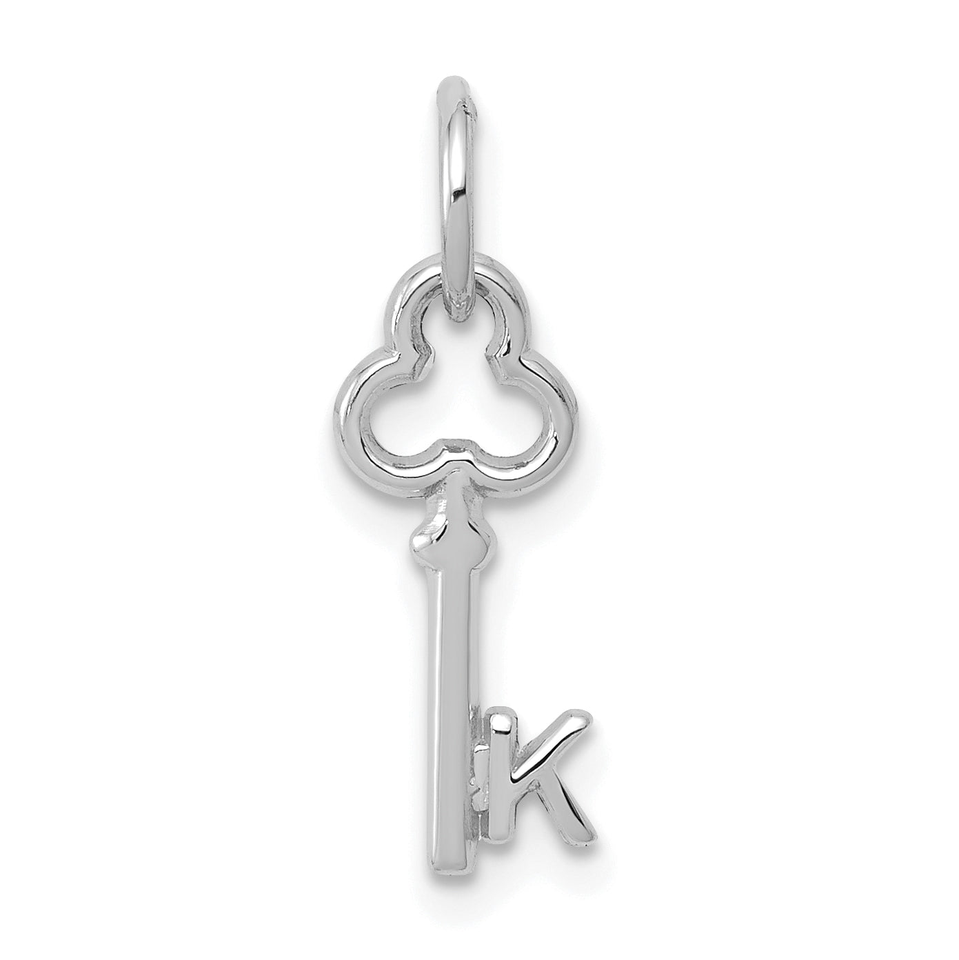 14K Weißgold Key Buchstabe K Initiale Charm
