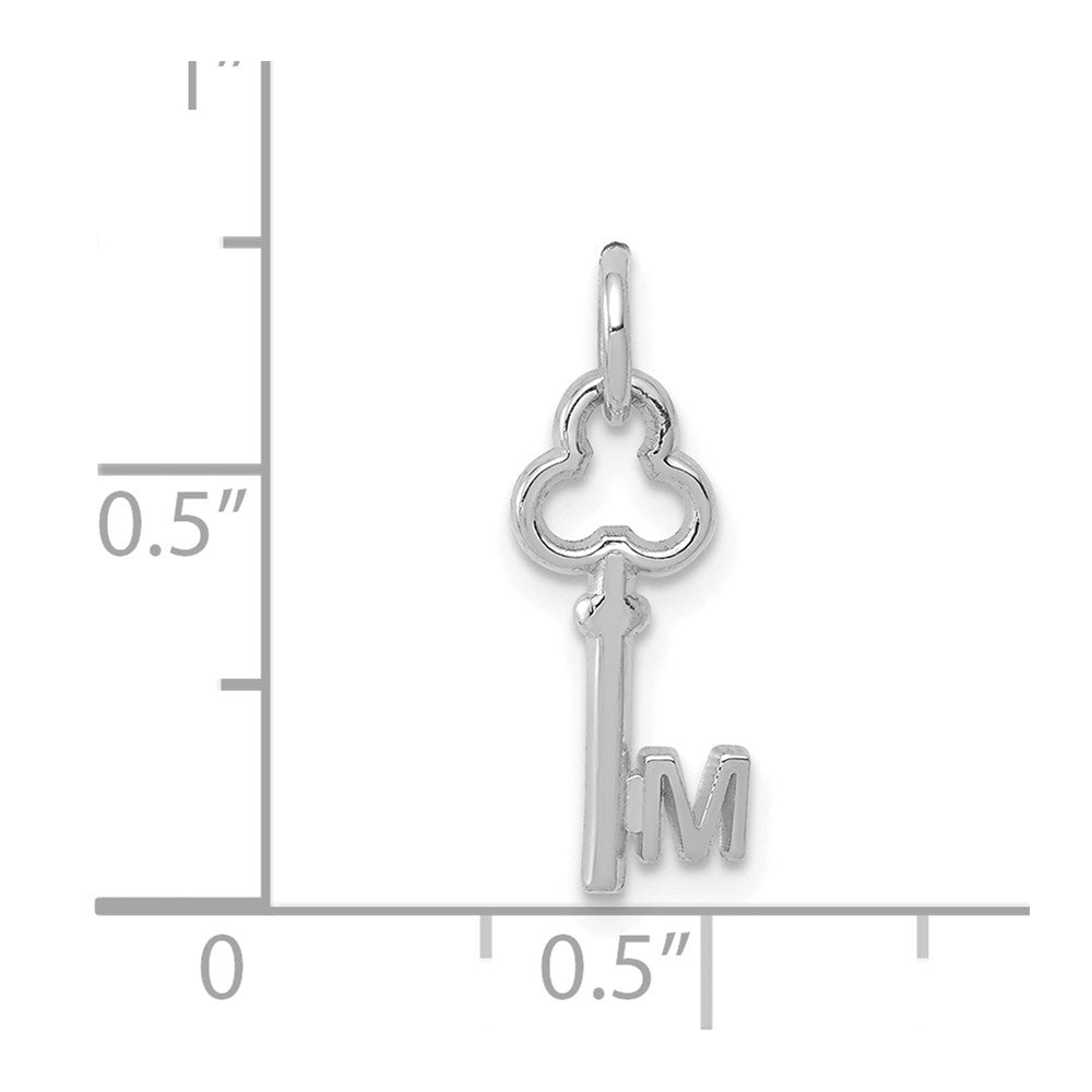 14K Weißgold Key Buchstabe M Initiale Charm